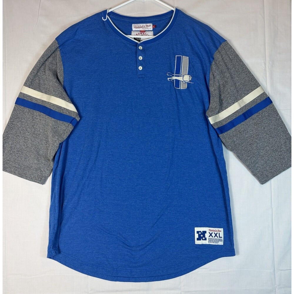 Mitchell & Ness Detroit Lions Throwback Shirt Jersey 3/4 Sleeve Blue Men’s 2XL